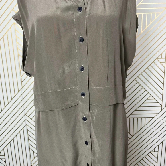 Kain Label Tan‎ Beige Silk Short Sleeve Shirtdress Size US 8 - Picture 4 of 12